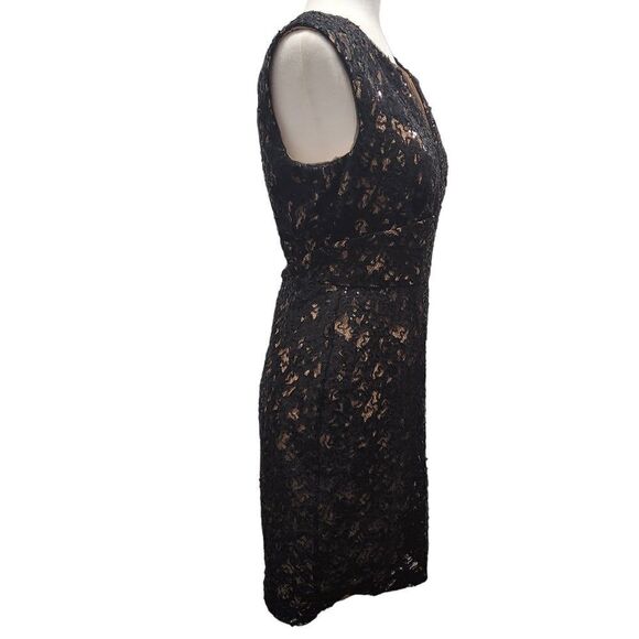 BCBGMaxAzria Kaya Black Burnout Sequin V Neck Open Back Cocktail Evening Dress 4 - Picture 5 of 11